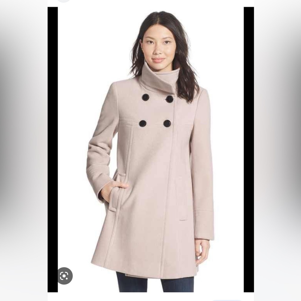 Larry Levine A Line Babydoll Coat Wool Blend Rn #38843 Size 10